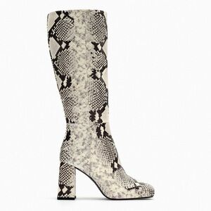 NEW ZARA INNER PLATFORM LEATHER HEELED KNEE HIGH BOOTS size 7.5